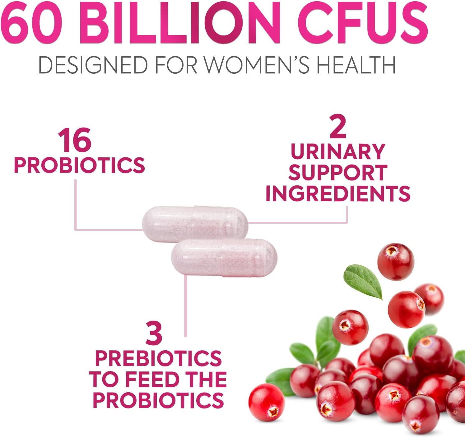 Probiotics For Women 60 Billion CFU - Women's Probiotic For Digestive Health 16 Unique Strains - Daily Vaginal PH Balance & Feminine Health Support, Womens Probiotic With Acidophilus - 120 Capsules - Image 3