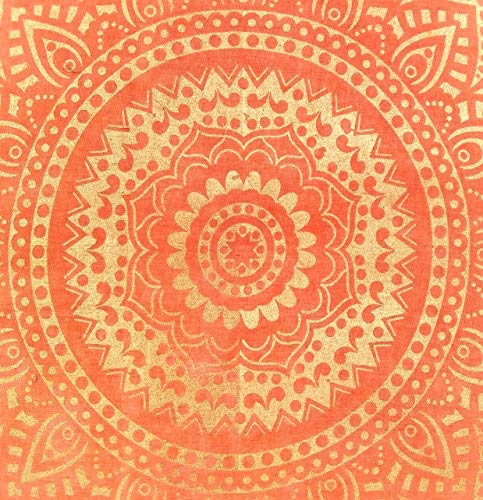 32" Gold Mandala Barmeri Large Floor Pillow Cover Cushion Meditation Seating Ottoman Throw Cover Hippie Decorative Zipped Bohemian Pouf Ottoman Poufs, Pom Pom Pillow Cases (Orange, 32 Inch Round) #TOP2
