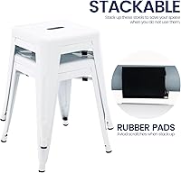 Vista 6 de Brage Living Juego de 2 taburetes industriales de metal de 18 pulgadas, taburetes cortos apilables para aula, sillas de comedor de metal sin espalda