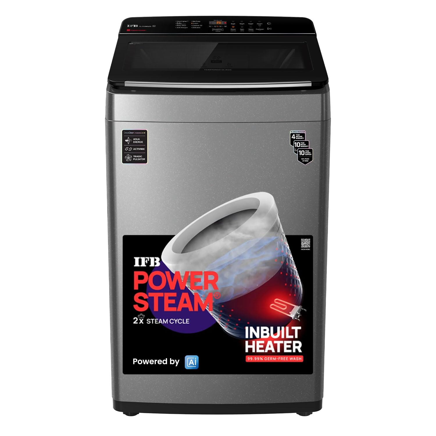 IFB 7.5 Kg 5 Star with DeepClean® Technology, AI Powered, Fully Automatic Top Load Washing Machine (TL751MS2S, PowerSteam®, Inbuilt Heater, Mystic Silver) IFB 7.5 Kg 5 Star with DeepClean® Technology, AI Powered, Fully Automatic Top Load Washing Machine (TL751MS2S, PowerSteam®, Inbuilt Heater, Mystic Silver)