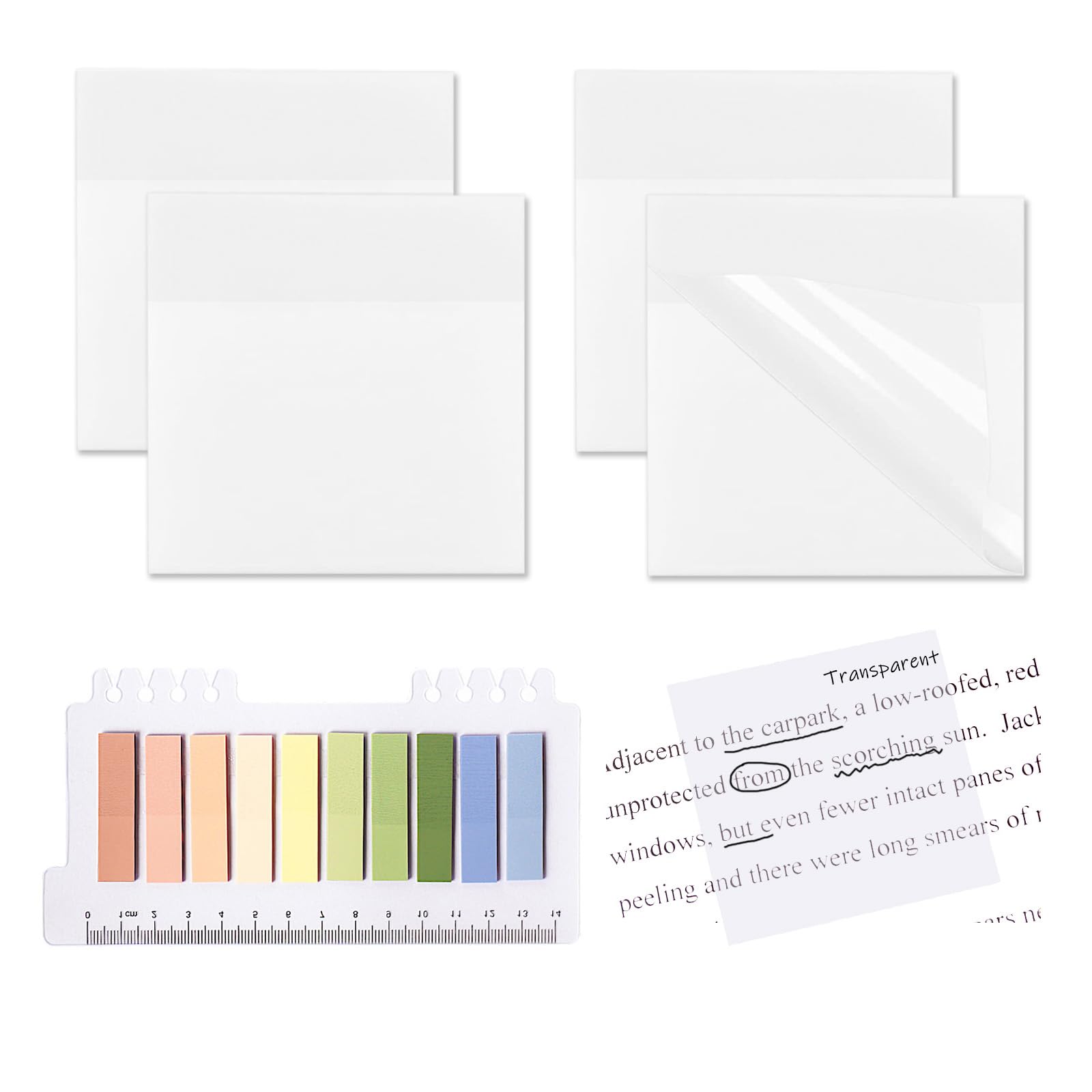 WSCHU 400 Pcs Transparent Sticky Notes, 3 x 3 Inch 200 Clear See ...