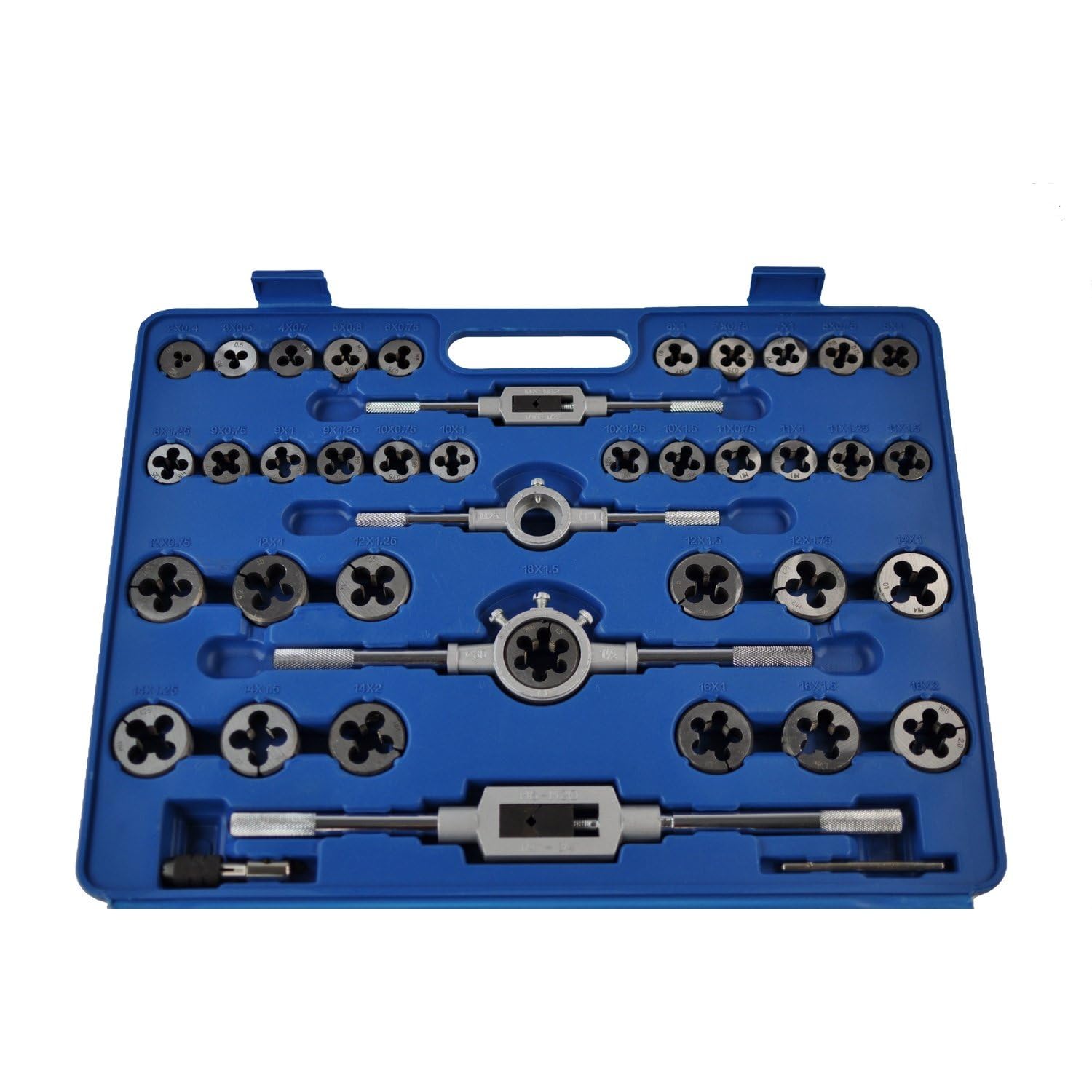 TSX TOOL Set Maschi e Filiere Metrici 110 Pezzi M2-M18 Acciaio Trattato con Cassetta Portautensili