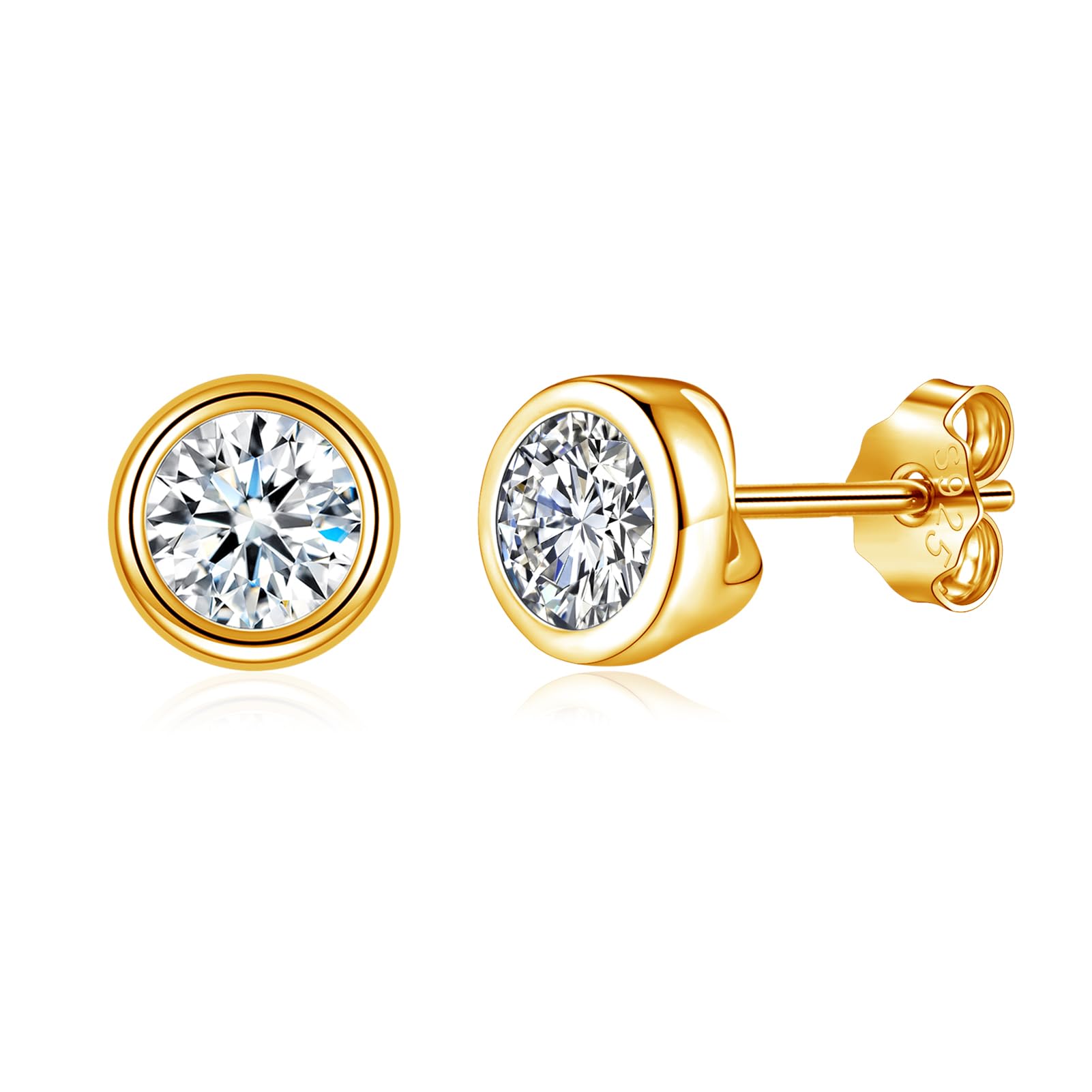 Bewenda Ohrringe Silber 925 Stecker, 925 Sterling Silber Ohrstecker für Damen Mädchen, Hypoallergen Rund Ohrstecker Ohrringe mit Zirkonia, 4/5/6mm Klein Schlafen Knorpel Ohrstecker mit Geschenk Box