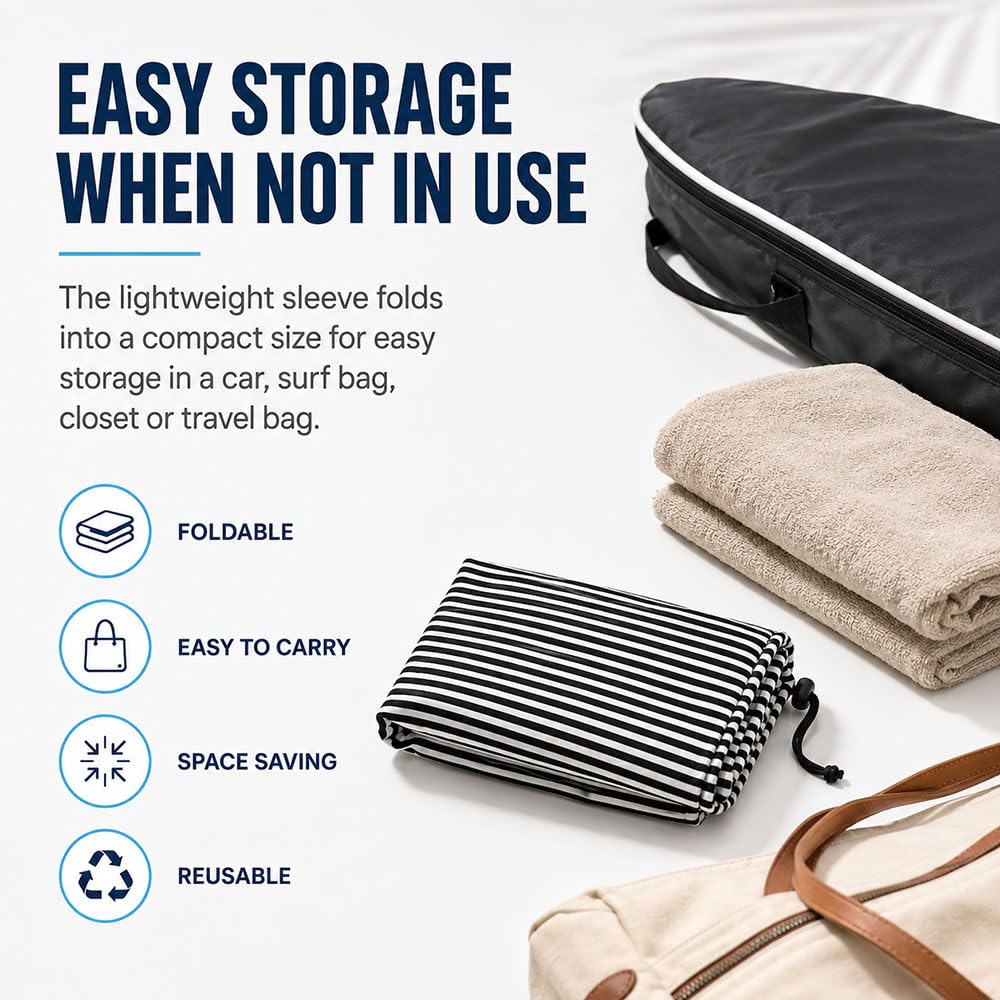 Calza Copri Surf, Tessuto Morbido Elasticizzato a Righe per Pyzel Next Step Up | Tessuto morbido a righe, protezione da polvere e segni leggeri per viaggio e deposito, 1 custodia con coulisse