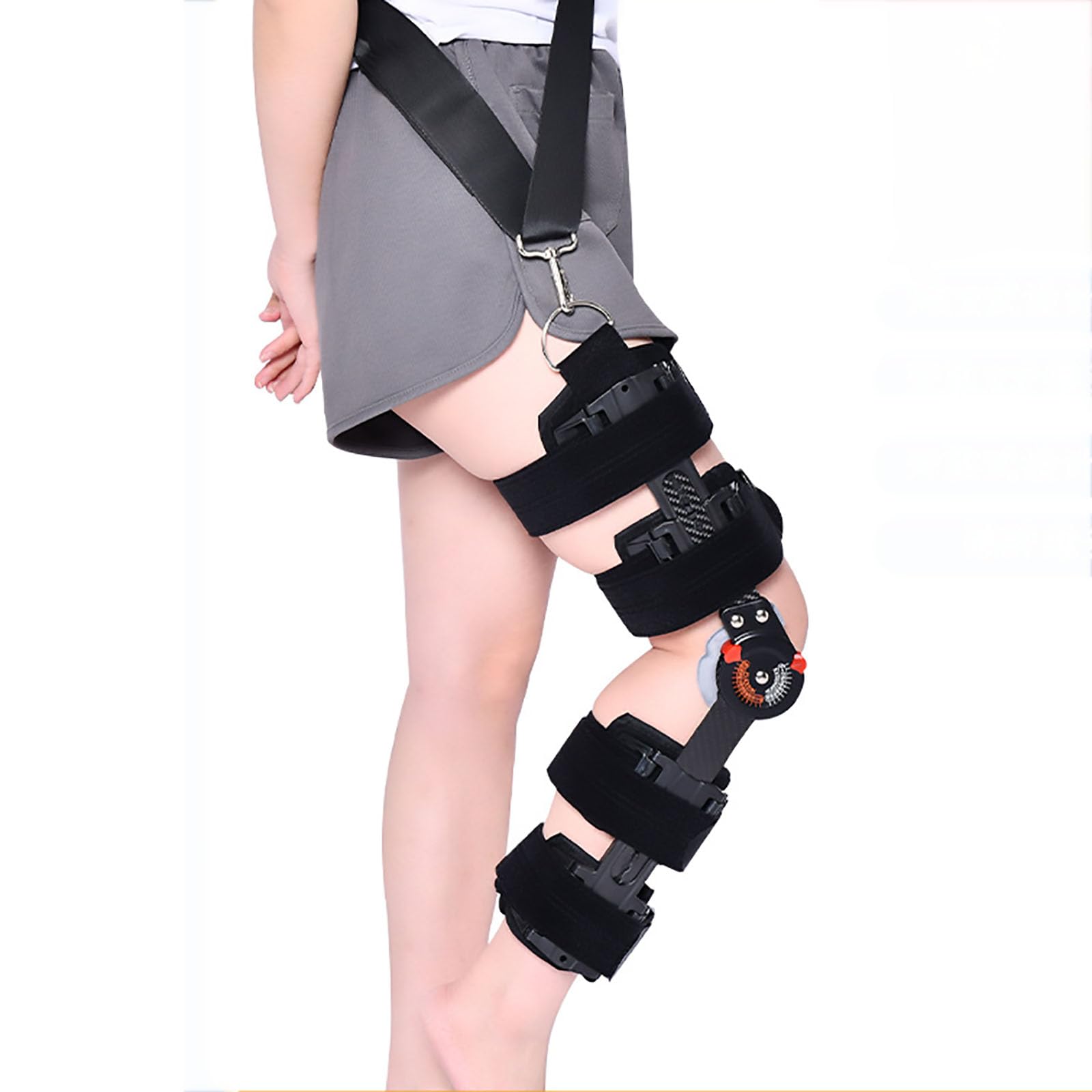 HAILM Knee Brace, Estabilizador Piernas Ajustables, Llave Rodilla con Bisagras para Lesiones Ligamento Ortopédico, Protección Seguridad, Lágrima Menisco, Pierna Izquierda