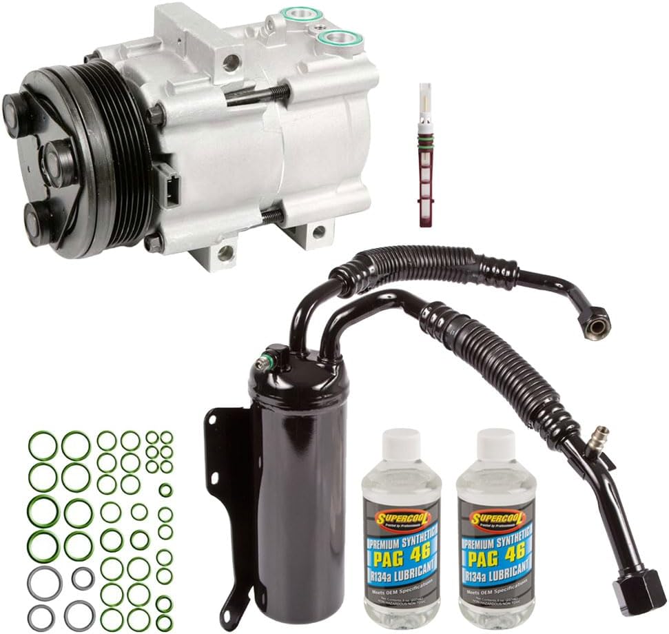AC Compressor & A/C Repair Kit For Ford E150 E-150 Econoline Club Wagon 1997 1998 1999 2000 2001 w/ 4.2L V6 w/o Rear AC - BuyAutoParts 60-82234RK New
