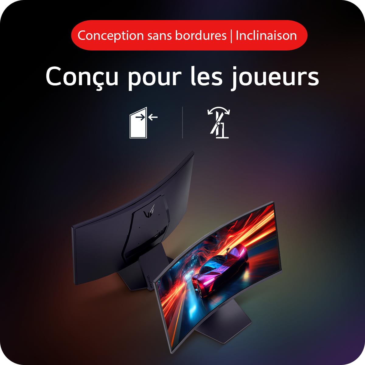 LG Ultragear™ 27GS60QC-B.AEU Ecran PC Gaming 27" - Dalle VA résolution QHD (2560x1440), 1ms 180Hz, HDR 10, sRGB99% (CIE1931), AMD FreeSync, inclinable, réglable en Hauteur