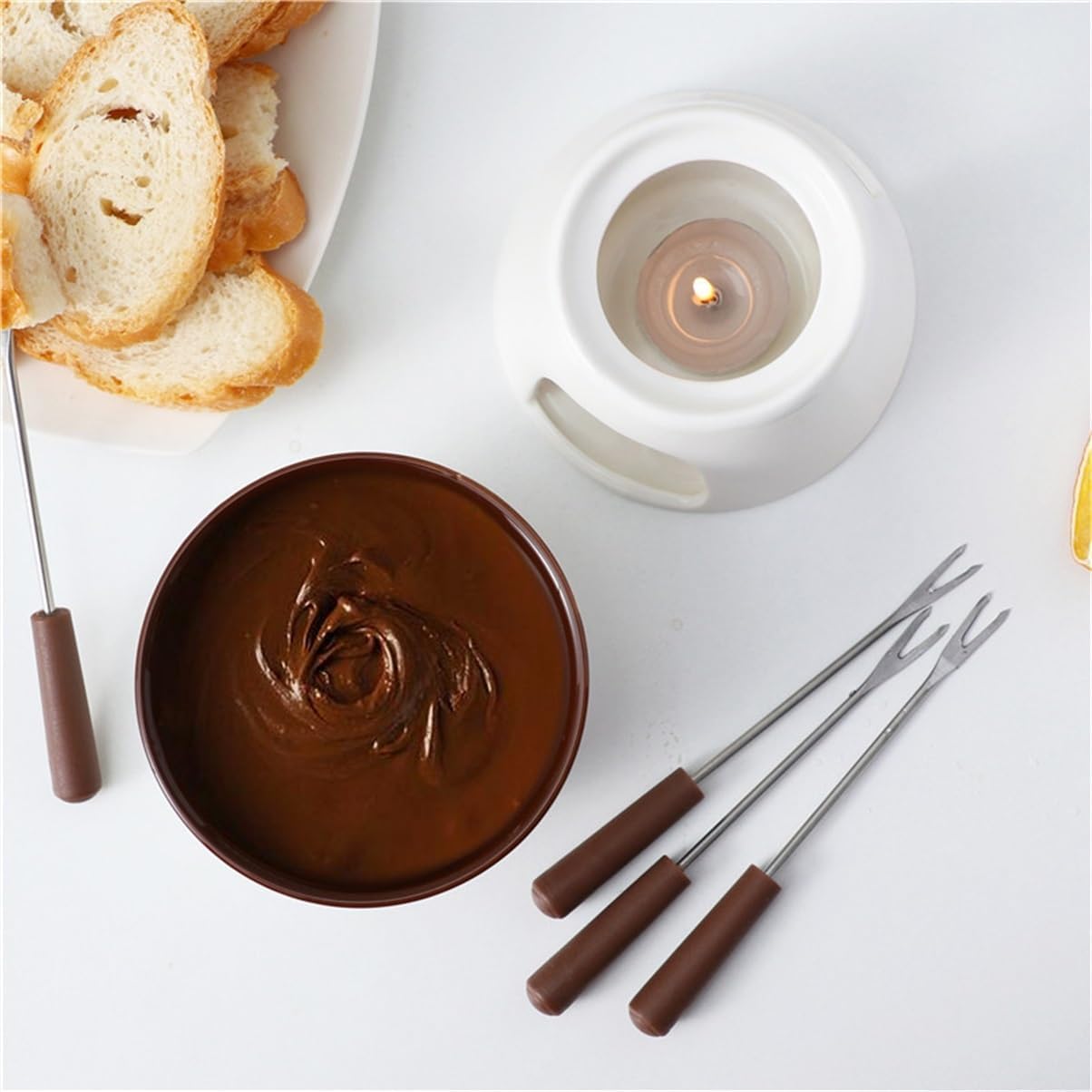 Cheese Heating Hot Pot Stove Compact Portable and Ultra-Flexible Safety Ceramic Pot for Chocolate Ice - Cream Melting Fondue, 4 Pieces