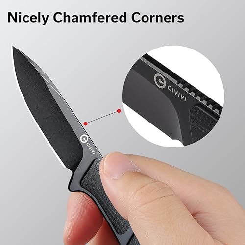 Miniatura 5 de CIVIVI Mini Elementum Cuchillo de hoja fija con una funda Kydex y una cadena para transporte de cuello EDC, pequeño cuchillo esqueletizado de espiga