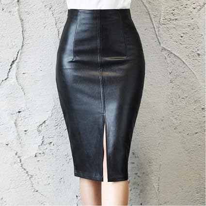 SHDSHD Gonna in Pelle Nera da Donna New Midi Sexy Gonna a Vita Alta con  Spacco Gonna a Tubino da Ufficio Lunghezza al Ginocchio : Amazon.it:  Abbigliamento