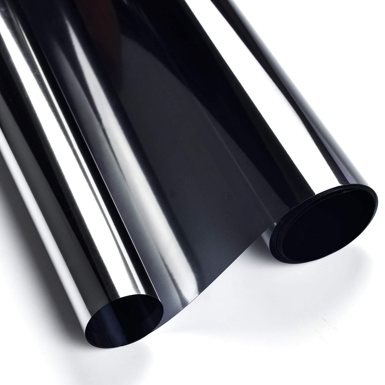 ConCus-TThickened Window Film Privacy One Way Window Film Mirror Window Tint for Home Reflective Anti UV Static Cling Window Sticker for Skylight Office, Black Silver 23.62 Inch X 13.1 Feet