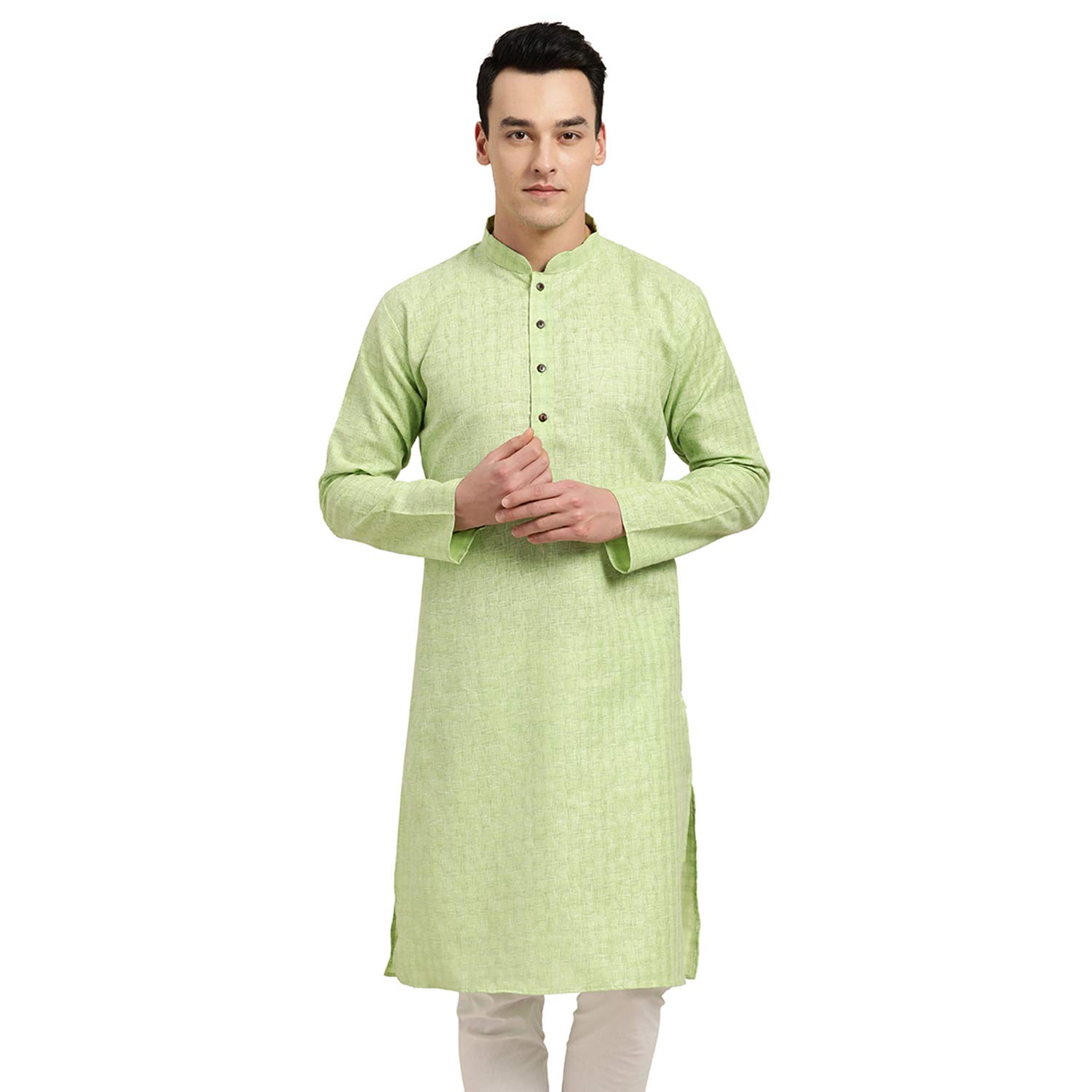 Sojanya(Since 1958, Men's Cotton Linen Checked Only Long Kurta