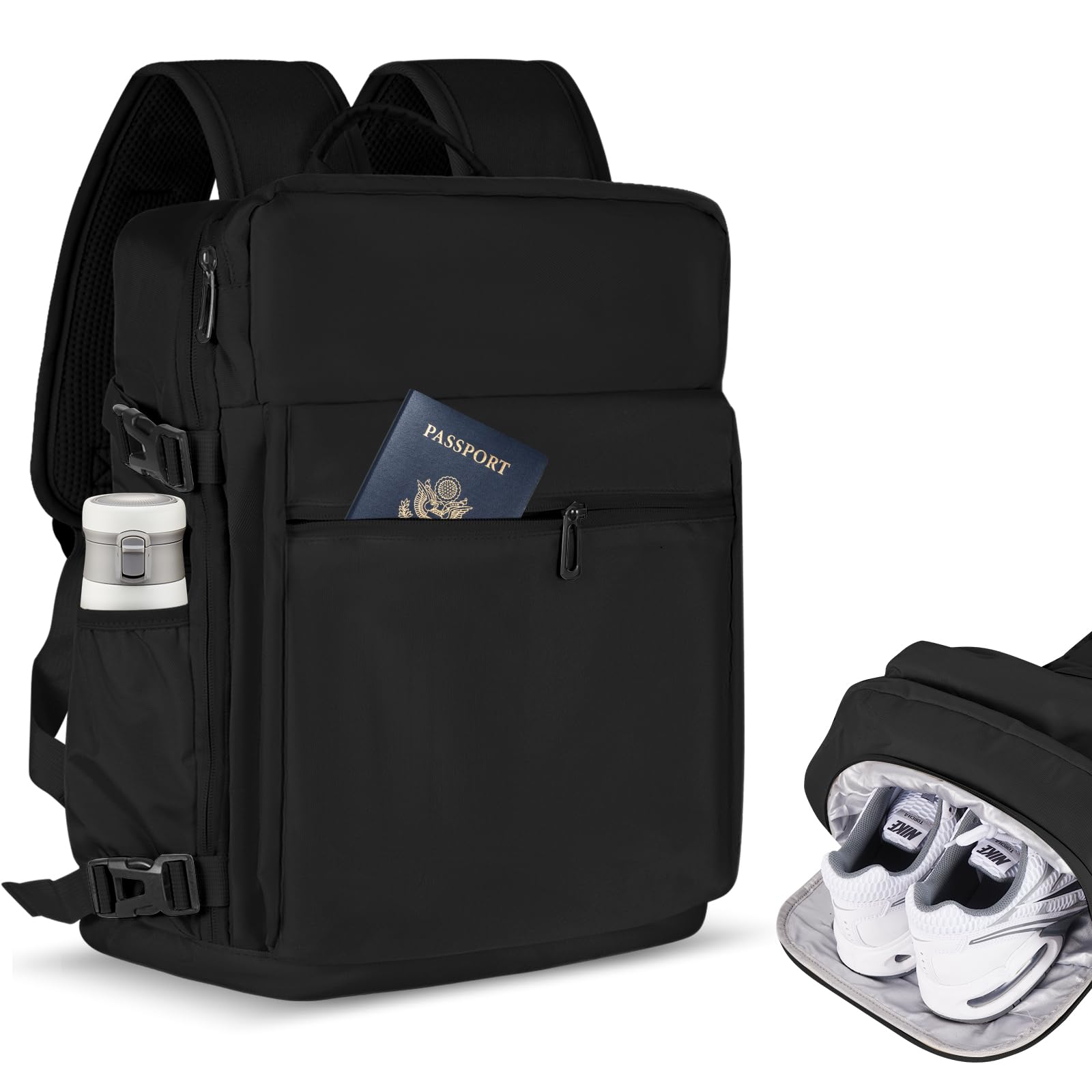 Gluckstar Zaino per Easyjet 45x36x20 Zaino da Viaggio Bagaglio a Mano，30L Borsa da Valigia Zaino da Viaggio Aereo Cabina, 17 Pollici Zaino Porta Pc Zainetto Donna Uomo Travel Backpack Grande Nero