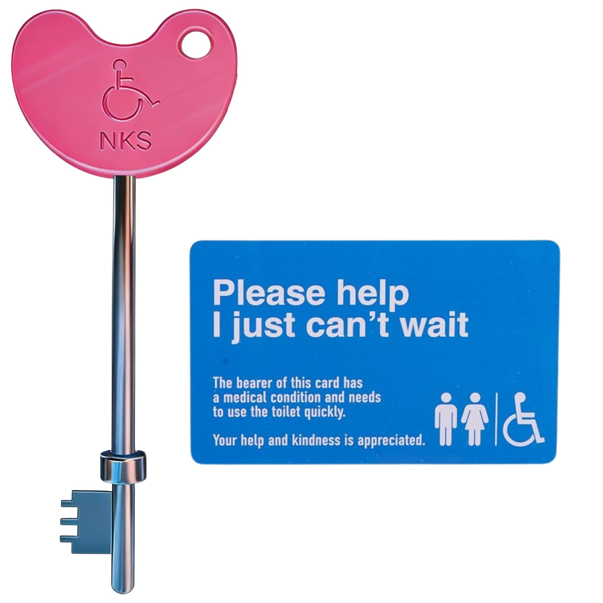 Pink Radar Disabled Toilet Key with ID Card | UK NKS Compatible | Braille Easy-Grip Head | Durable Steel