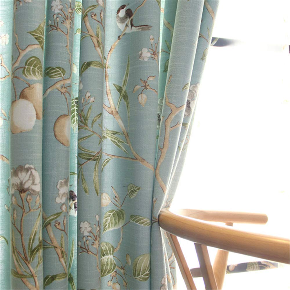 Tenda Pannello 130x213 Uccellini In Misto Lino - Stile Country Con Occhielli Per Soggiorno E Camera