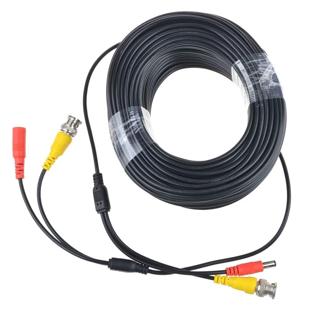 MDCGPower 150ft Black Video and Power BNC Cable Compatible with CCTV Cameras Compatible with Amcrest Cameras