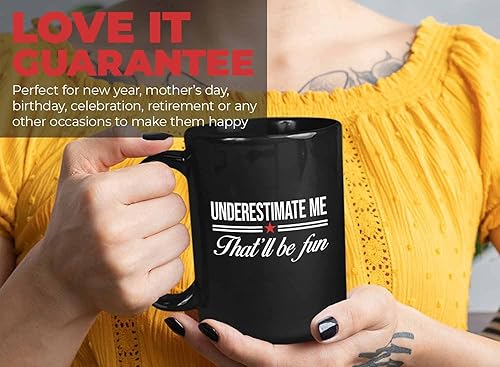 Miniatura 7 de Taza de café Proud de 15 onzas, color negro, Underestimate Me That'll Be Fun - Divertida confianza de broma para hombres y mujeres, BFF Cool Nerd