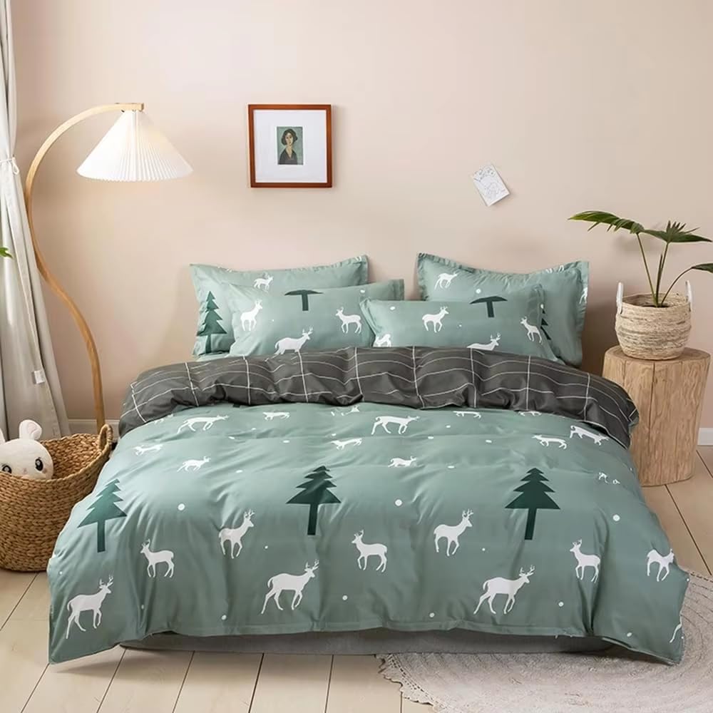 Housse de couette simple Noël 200x200 réversible pour remplacer le linge de lit rêche