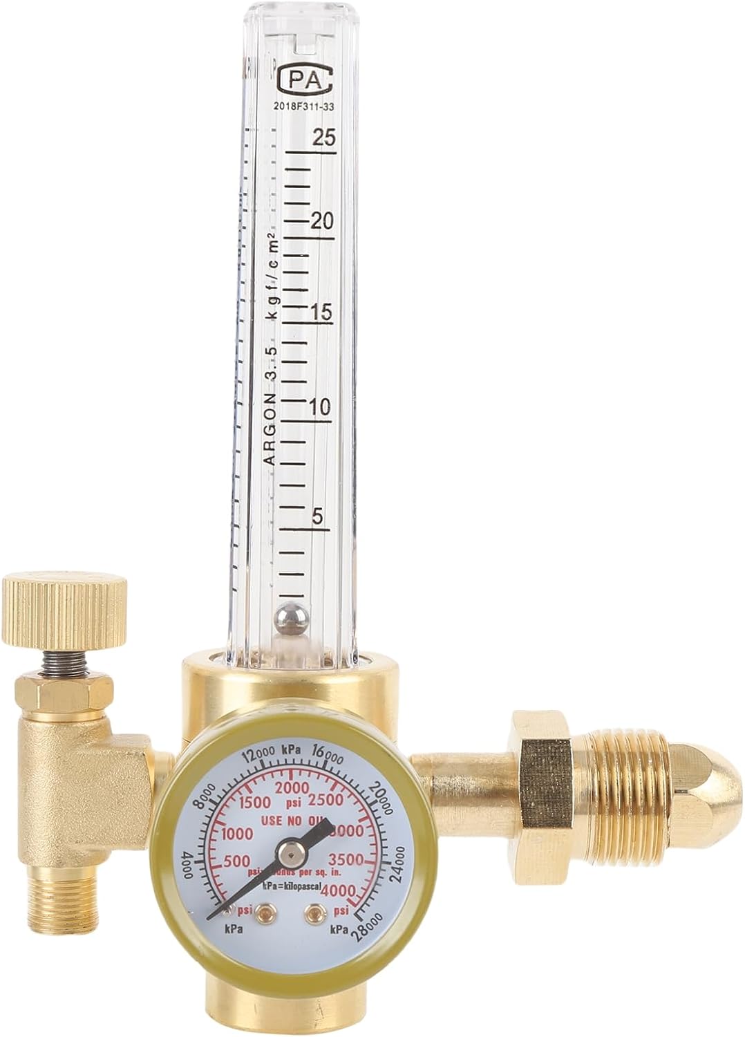 AUNMAS Argon Airflow Meter, Welding MIG Welder Gas Regulator Pressure Reducer with 0-4000 PSI Large Pressure Meter and 0-60 Tube, for Argon CO2 Tanks Electronics Industries