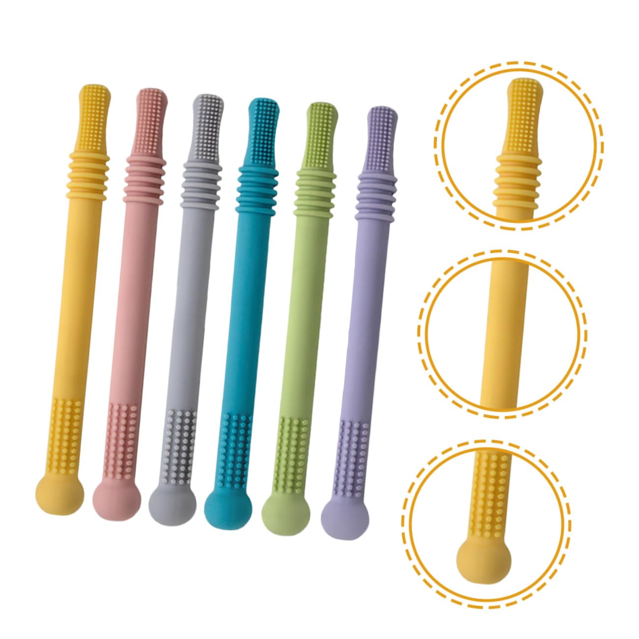 Giochi per Dentizione Silicone 6pezzi Tappo per Masticare per Dolori di Denti e Massaggio Gengive per Ragazzo Ragazza e Adulti
