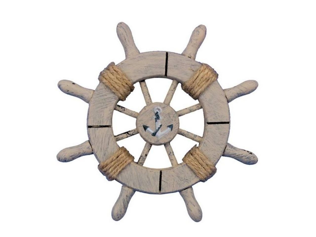 Hampton Nautical SW-6-103-anchor-NH Rustic Anchor 6" Steering Decoration-Wooden Ship Wheel, 6"
