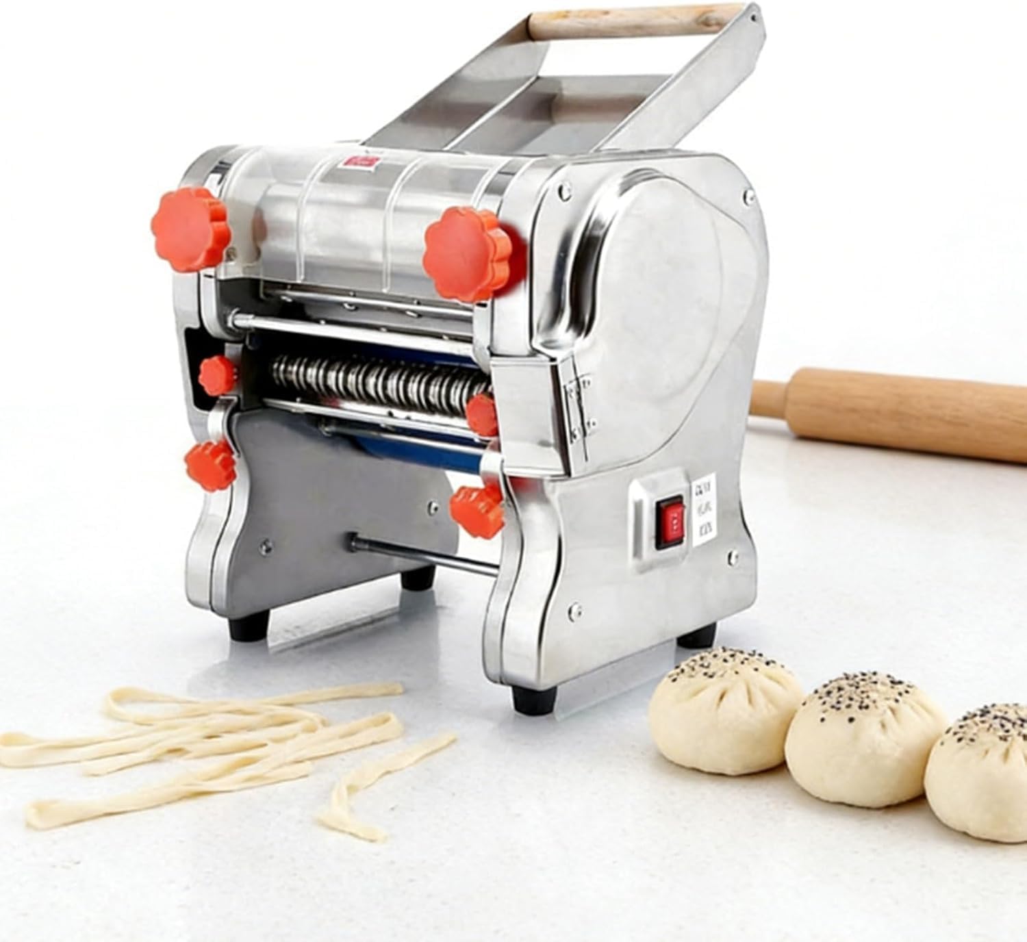Machine à pâtes électrique Automatique - Machine à pâtes en Acier Inoxydable de 550 W pour Usage Domestique et Commercial, idéale pour la Fabrication de pâtes (180)
