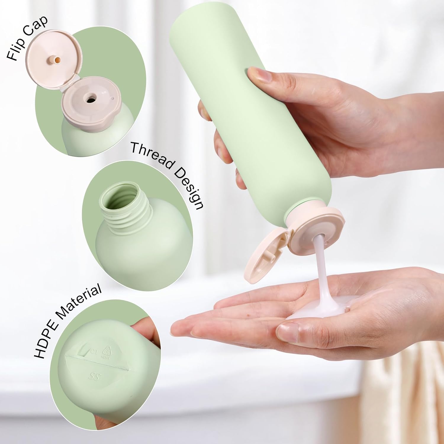8.8oz Travel Essentials Shampoo Bottles for Toiletries,Empty Plastic Squeeze Bottles with Flip Cap for Tavel Size Shampoo and Conditioner (3 pack, green) image 4