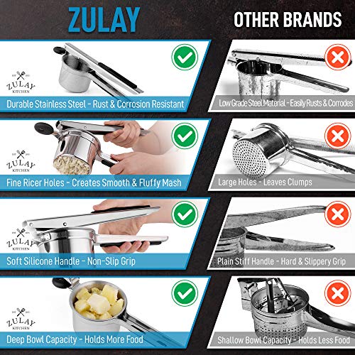 Zulay Kitchen Large 15oz Potato Ricer, Heavy Duty Stainless Steel Potato Masher and Ricer for Mashed Potatoes, Mashed Potato Masher & Potato Press Kitchen Gadget for Perfect Mashed Potatoes - image 7