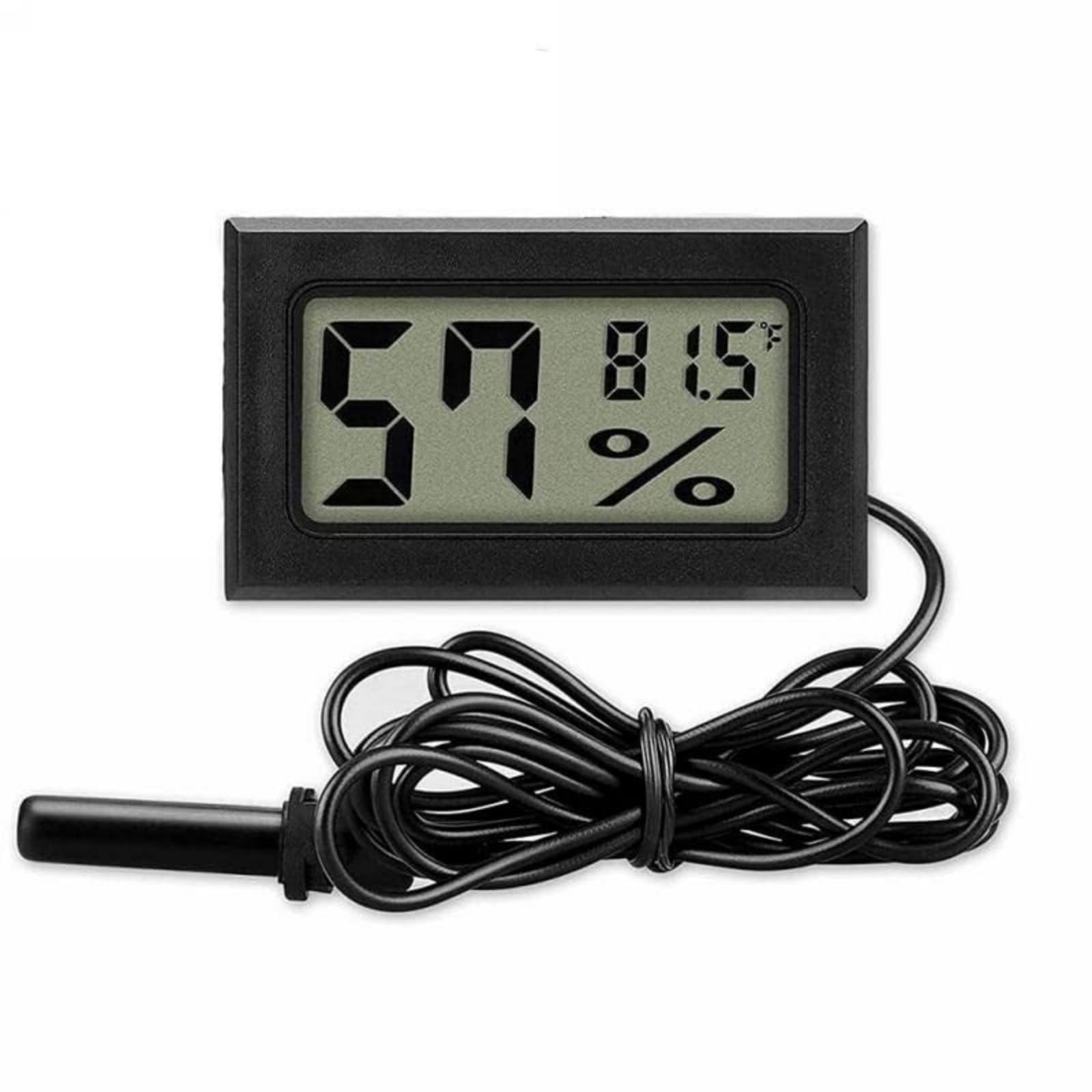 Wale&Morn Mini Hygrometer Thermometer Meter with Probe, Digital LCD Monitor with Fahrenheit for Reptile Incubator Brooders, Garden, Greenhouse, Cellar, Fridge, Mason Jar