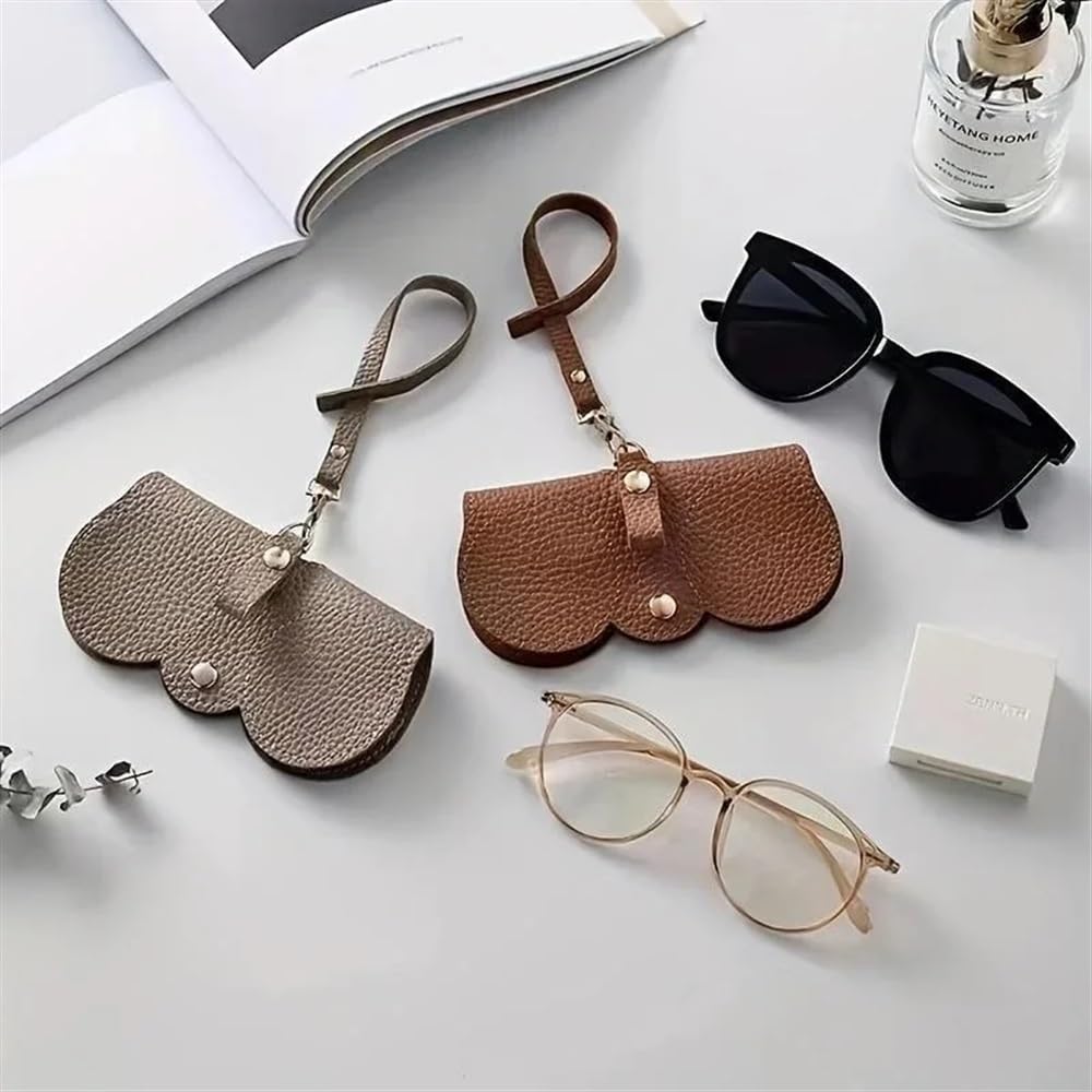 2/4/6 fundas para gafas de sol con relieve de litchi en relieve, bonita bolsa de almacenamiento de gafas de sol de piel sintética para colgar gafas de lectura, soporte portátil para gafas de