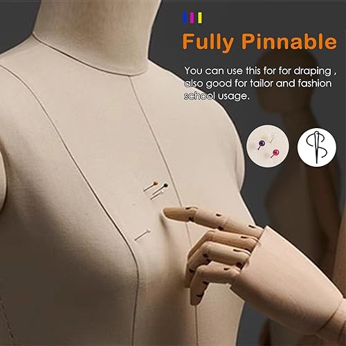 Miniatura 4 de Adult Female Sewing Dress Form Mannequin, Adjustable Torso Dummy with Foam Body for Tailoring & Crafting, Includes Wheel Stand, Size 86 - Perfect
