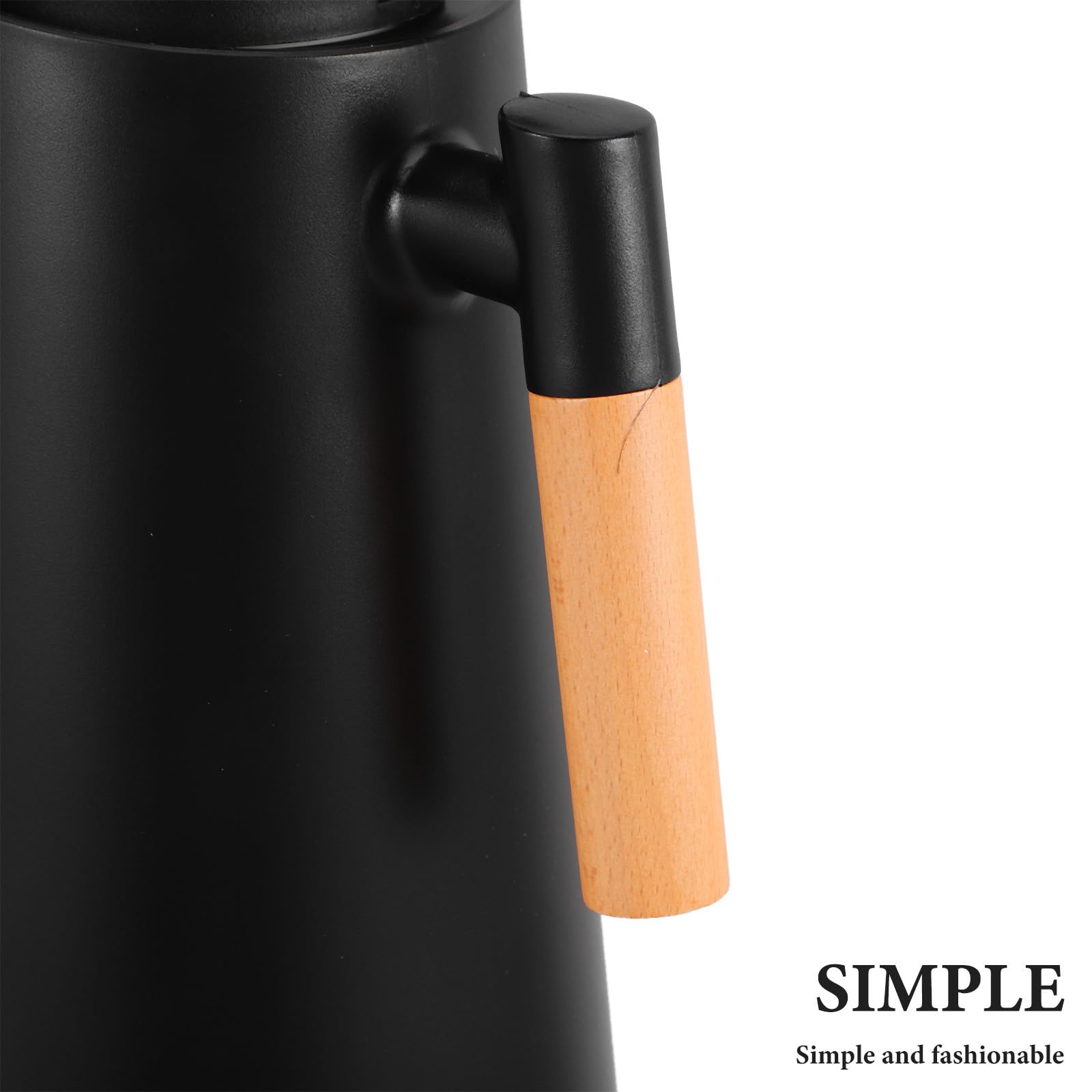 Amosfun Isolierte Thermoskanne mit Holzgriff Vakuumglas Kaffeekanne für Heiße Kalte Getränke Haushaltswasserflasche mit Deckel und Griff