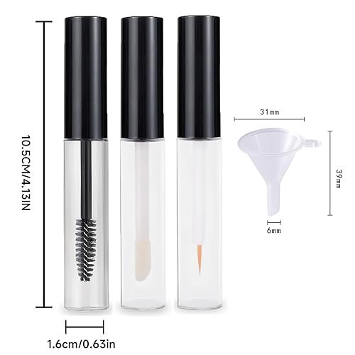 Miniatura 7 de Juego de 36 tubos de rímel vacío botella de rímel y varita vacía, tubo de rímel vacío de 0.3 fl oz y varita ámbar, tubo delineador de ojos y tubos