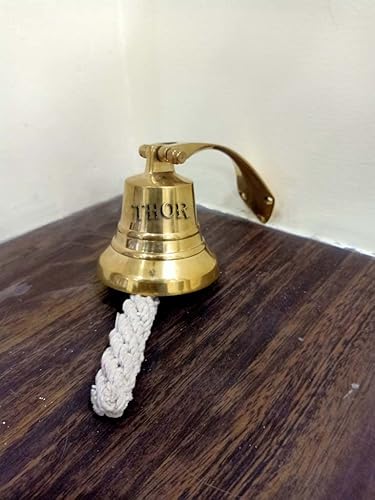 Miniatura 4 de Campana náutica para colgar en la pared, campana de cena para interiores y exteriores, campanas de decoración (D-3 pulgadas H-3 pulgadas, latón)
