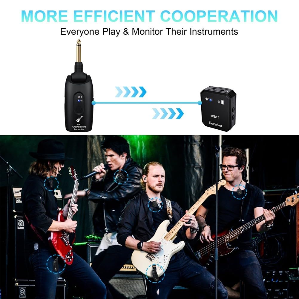 EasyByMall Sistema de monitoreo intraural inalámbrico de 2 4 GHz de frecuencia con baja latencia, ideal para músicos durante ensayos y espectáculos en vivo