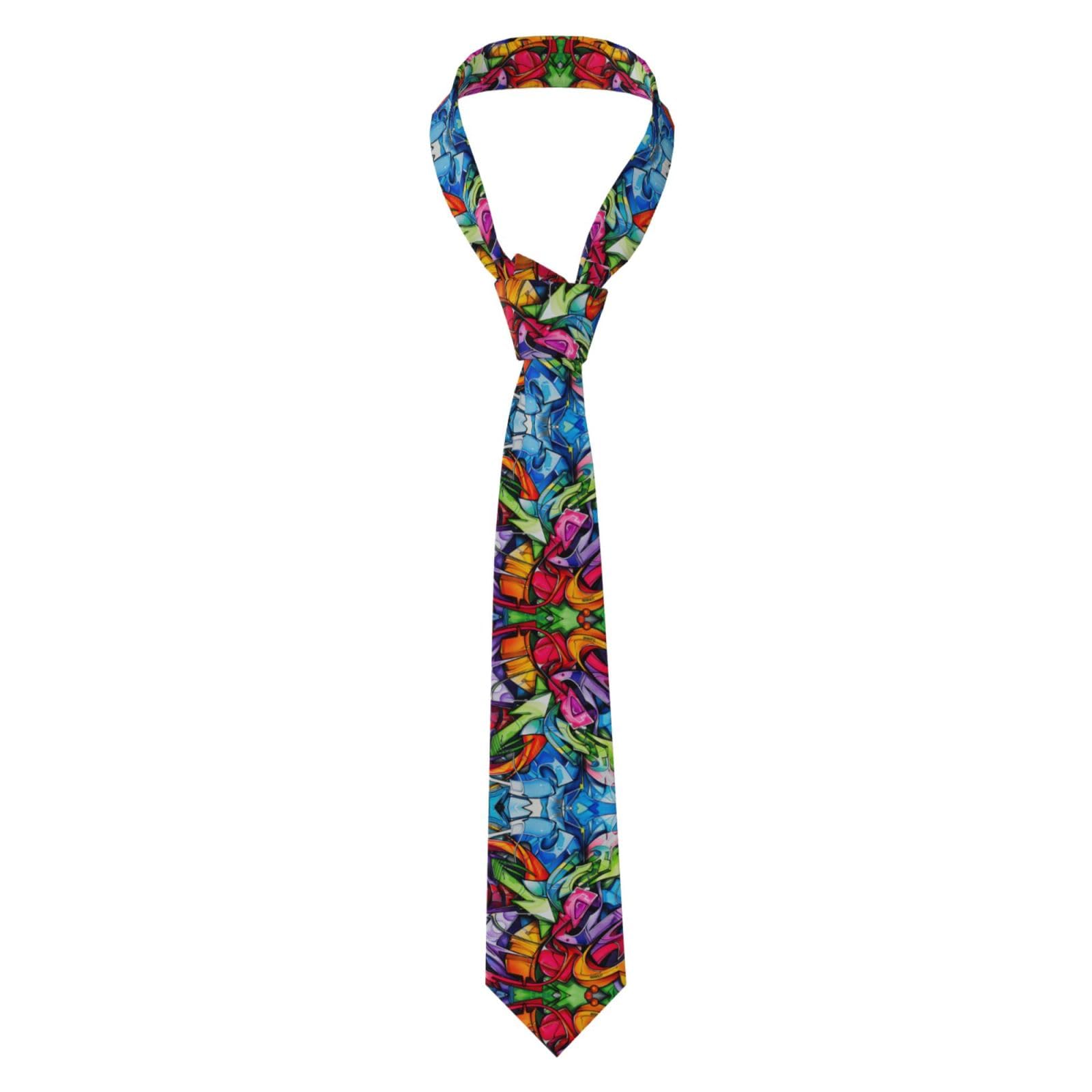 Zanvpg Men's Black Graffiti Drawing Tie Necktie Formal Classic Elegant Ties Wedding Business Ceremony Banquet