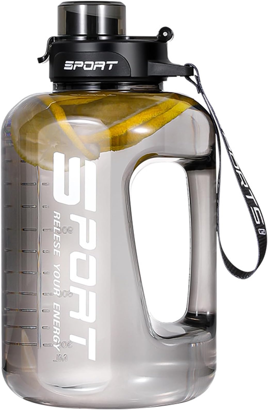 Toguma 1.7L Sport Water Bottle Large Water Jug with Carry Handle Straw, Water Container for Women Men Water Bottle for Office Fitness Gym Camping (Black)