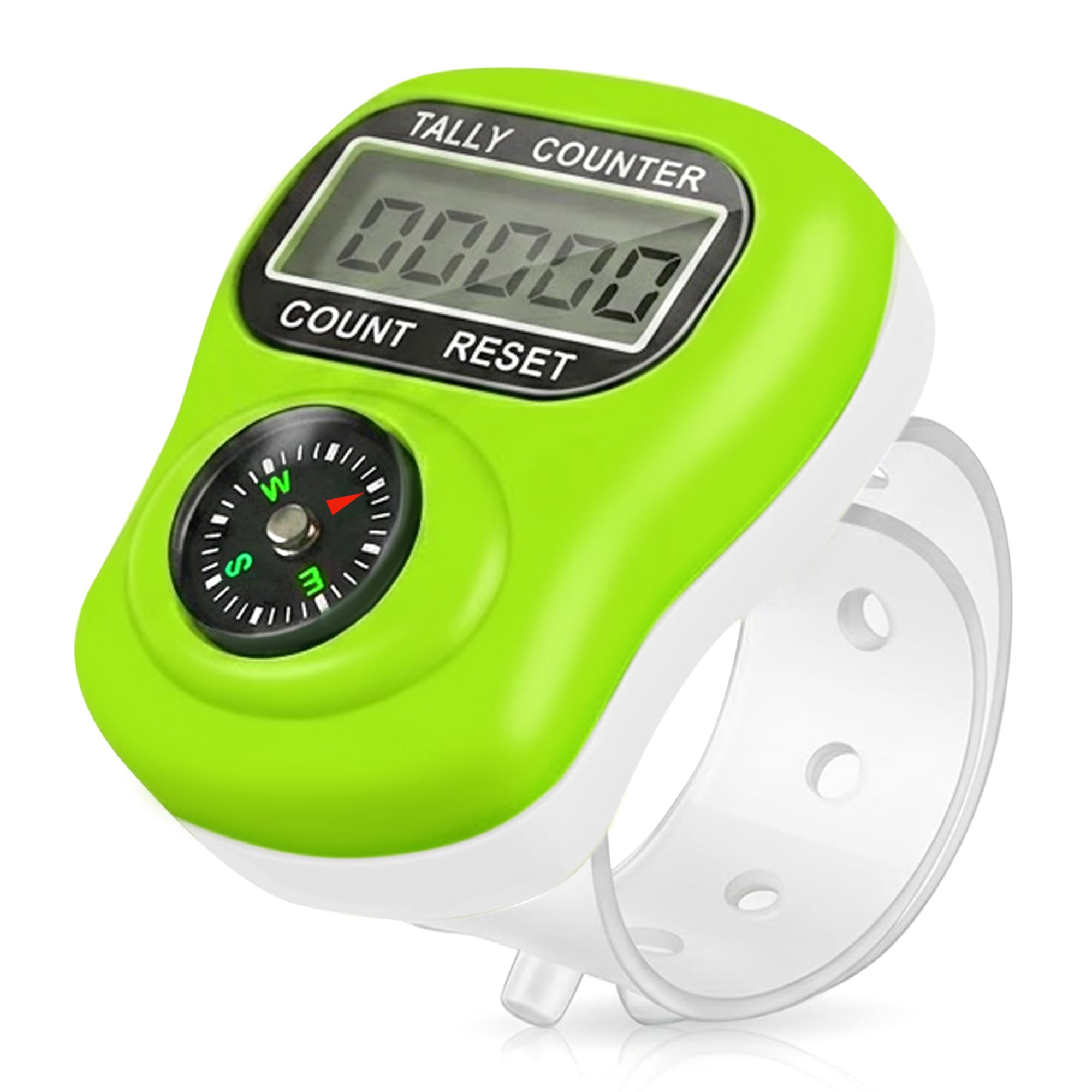 GLUN® Pack of 1 Finger Counter with Navigation Compass, 5-Digit LCD Digital Tally Counter Ring, Portable Prayer Counter for Tasbeeh, Mantra, Meditation & Counting Use