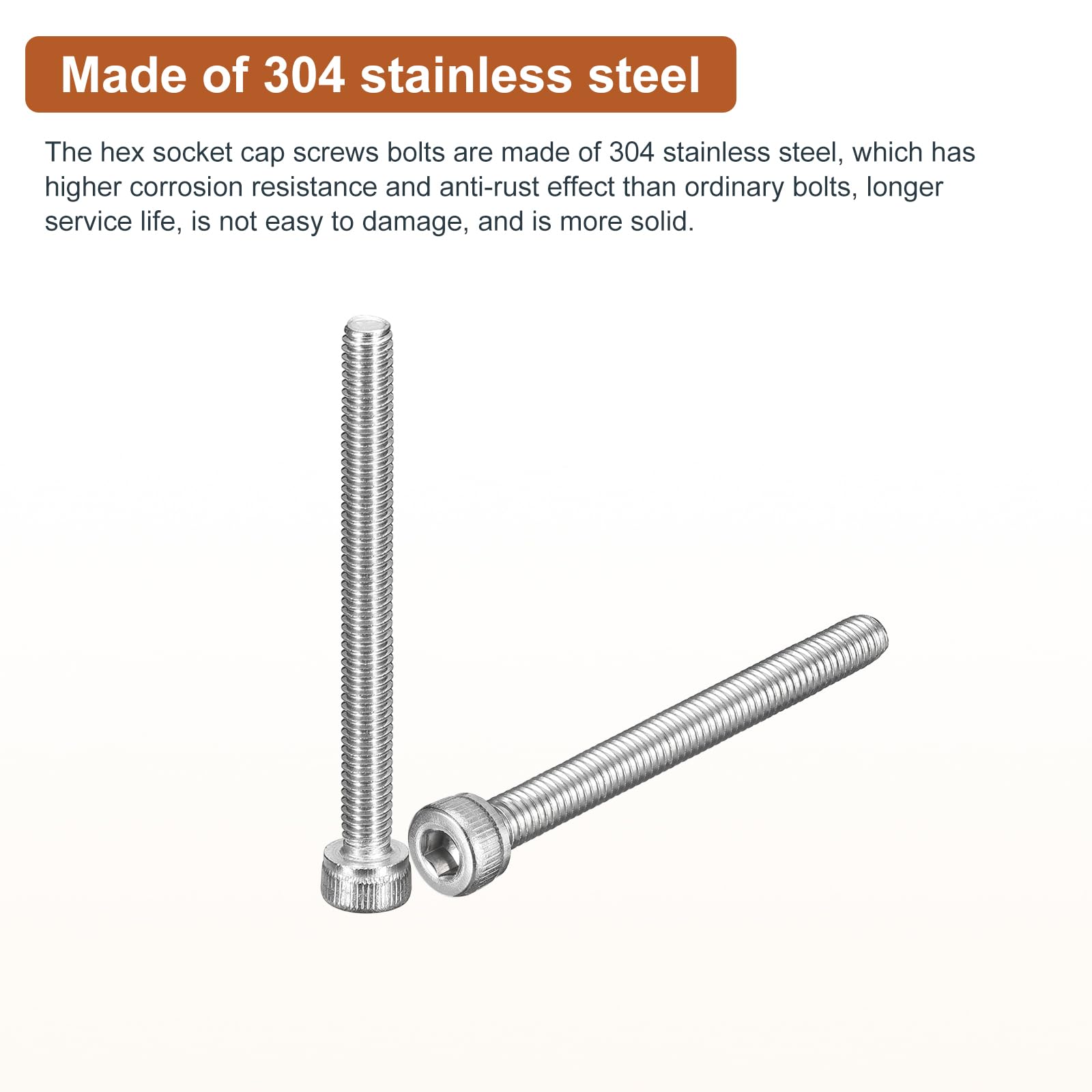 DTGN M3x30mm Socket Head Cap Screws Bolts, 100Pcs 304 Stainless Steel 18-8, Metric Machine Hex Socket Screw, Hex Drive - Image 3