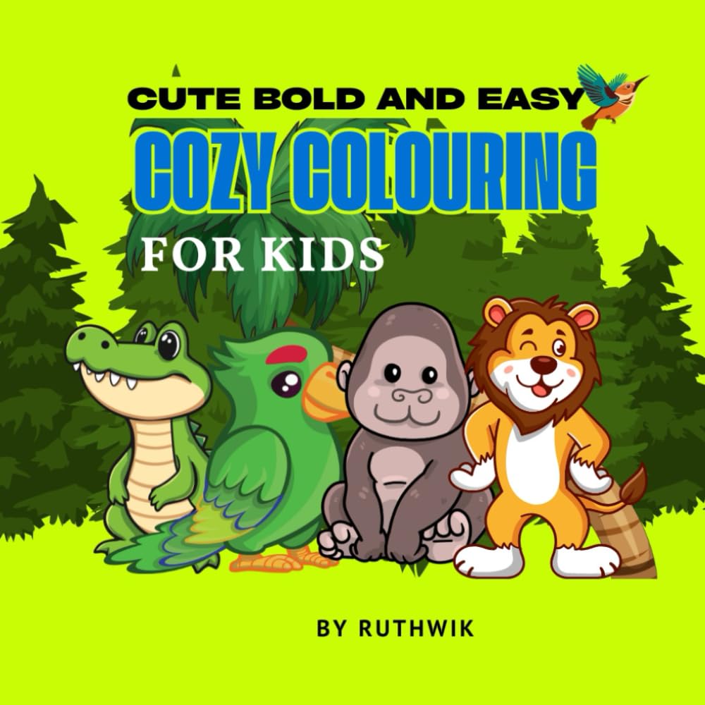 Animals bold and Easy Cozy Colouring Book For Kids