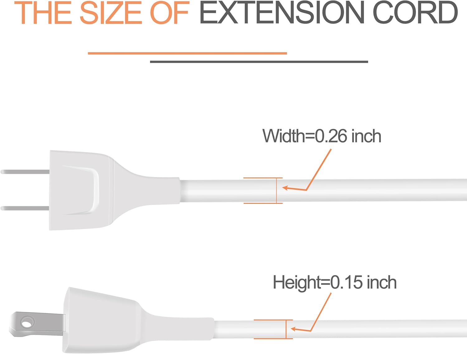 Polarity White Extension Cord 15FT 625W Extension Cords Thin Two Prong for Indoor Use Power Strip Outside Cables with Single Plug Ideal for Christmas Lights, Lamps, Cameras, Small Appliances (1 Pack)