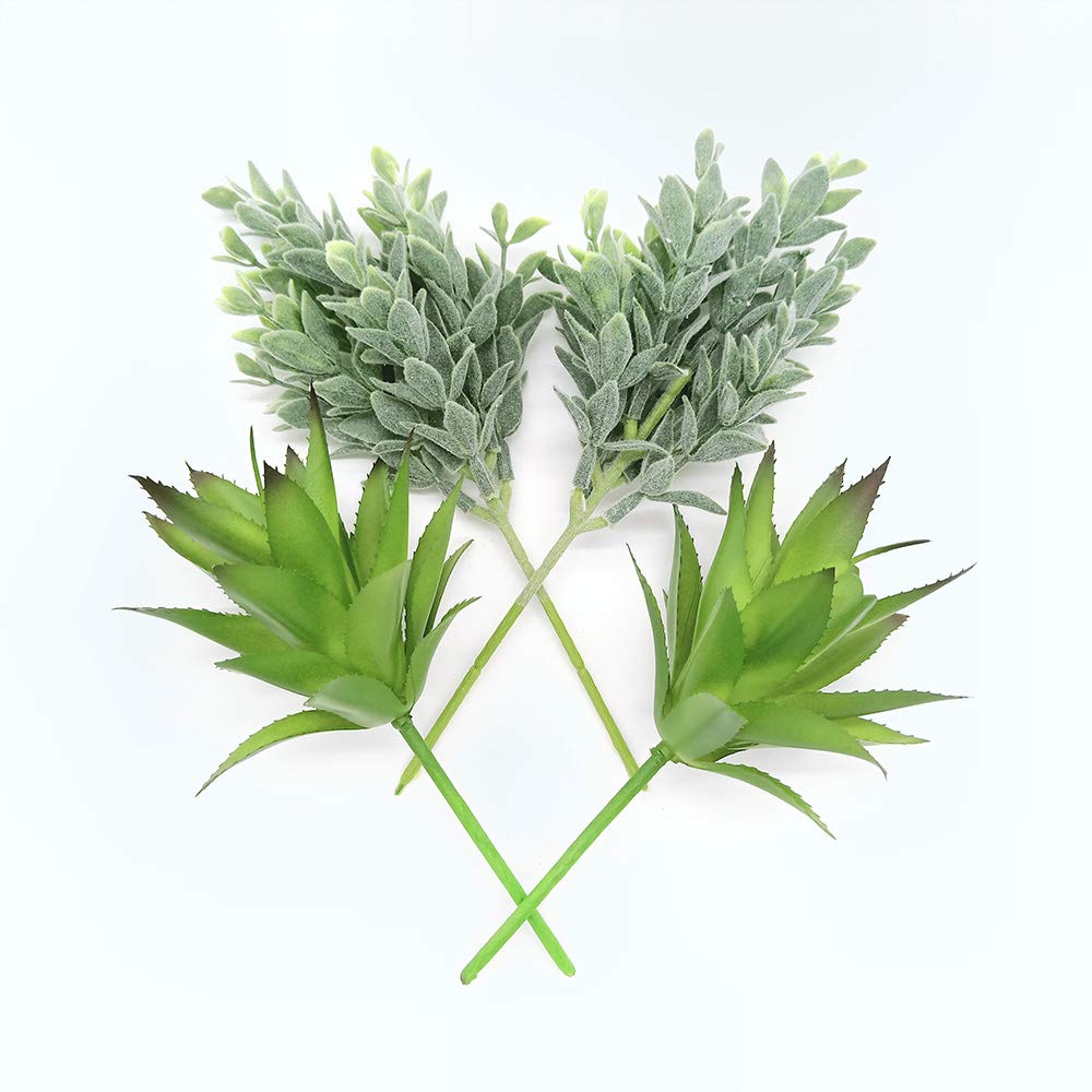 ZKTECH 4 Pack Artificial Greenery Plants Faux Succulent Plant Fake Pineapple Leaves for Indoor Outdoor Decoration Terrarium Decor Garden Arrangement