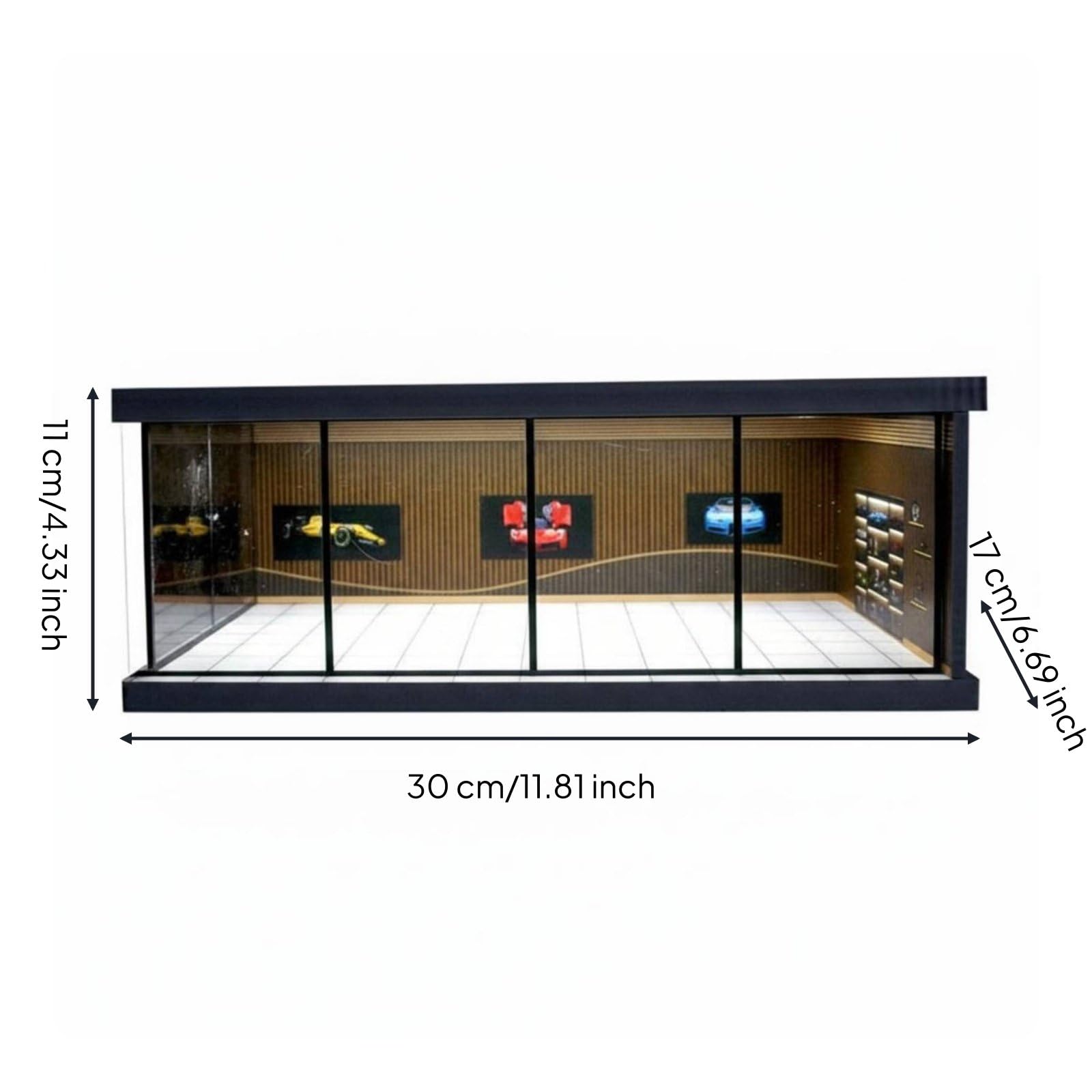 Vetrina Esposizione Modellini Auto Carrozzeria Miniatura Garage Realistico Protezione Polvere PVC per Collezione Scrivania Camera Ufficio , style to 1