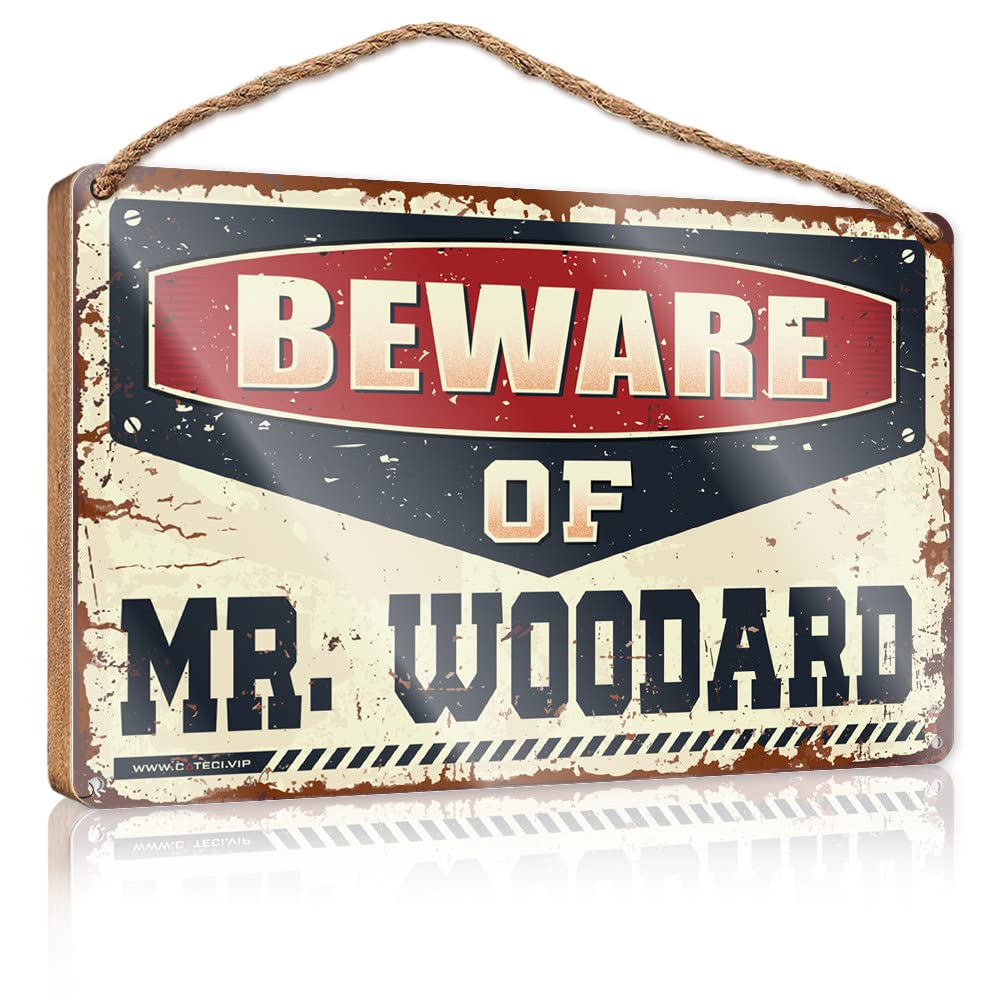 Dtha One Color Funny Signs For Home Decor Beware Of Mr. Woodard Wooden Sign Bathroom Door Signs For Home Cool Posters For Guys(23X35cm)