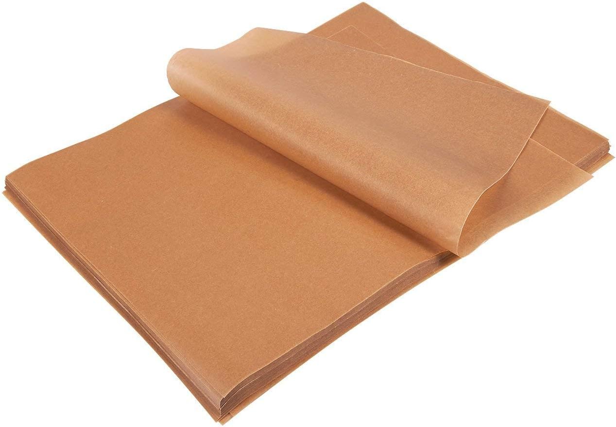 Unbleached Quilon Treated Natural Brown Parchment Paper Baking Sheets Pan Liner 8x12 1000 Sheets for 1/4 pan