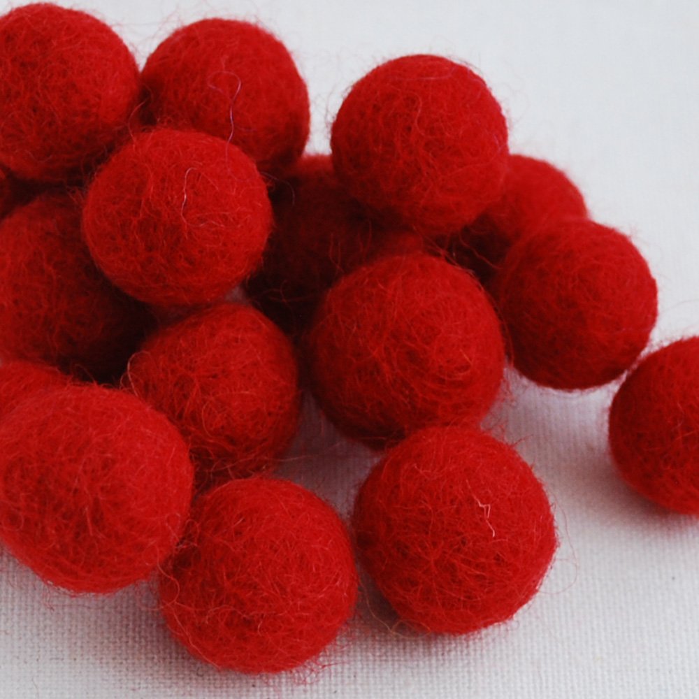 Oriental Direct 100% Wool Felt Balls - 1.5cm - 10 Felt Balls - Red