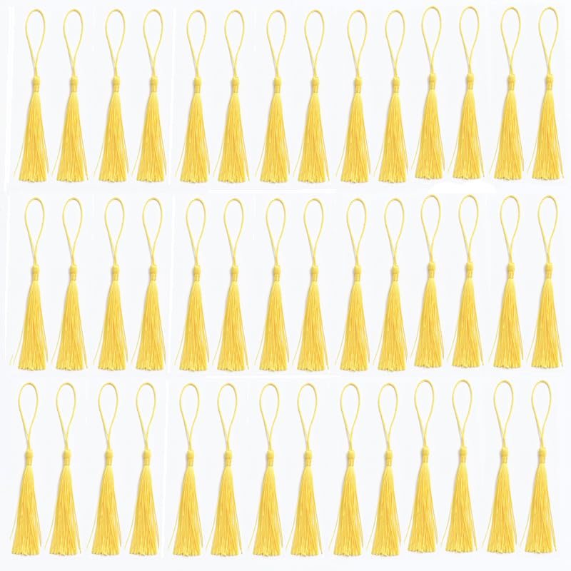 100 Pcs Tassels Silky Tassels For DIY Craft Home Décor Handmade Bookmarks Tassels Golden