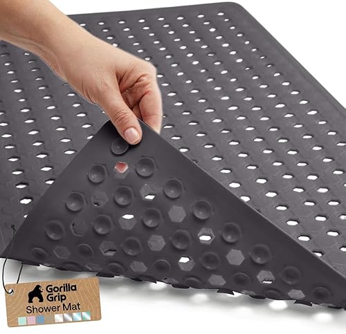 Vista 42 de GORILLA GRIP - Alfombrilla patentada para bañera y ducha, tapete lavable para el piso de la bañera, ventosas y orificios de drenaje para mantener