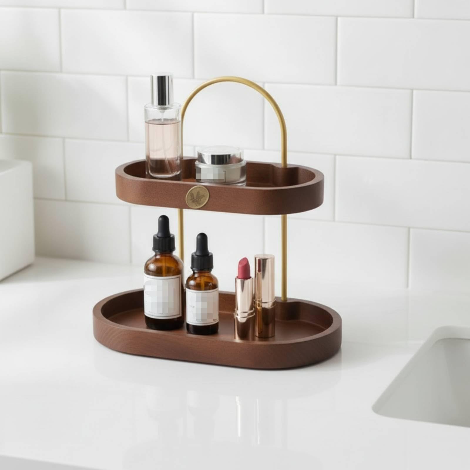 Harilla Kosmetik Organizer Regal Aufbewahrung Halter Ablage mit Kompaktem Freistehendem Aufbau Und Vertikaler Raumnutzung für Schminktisch Kommode Badezimmer Schlafzimmer