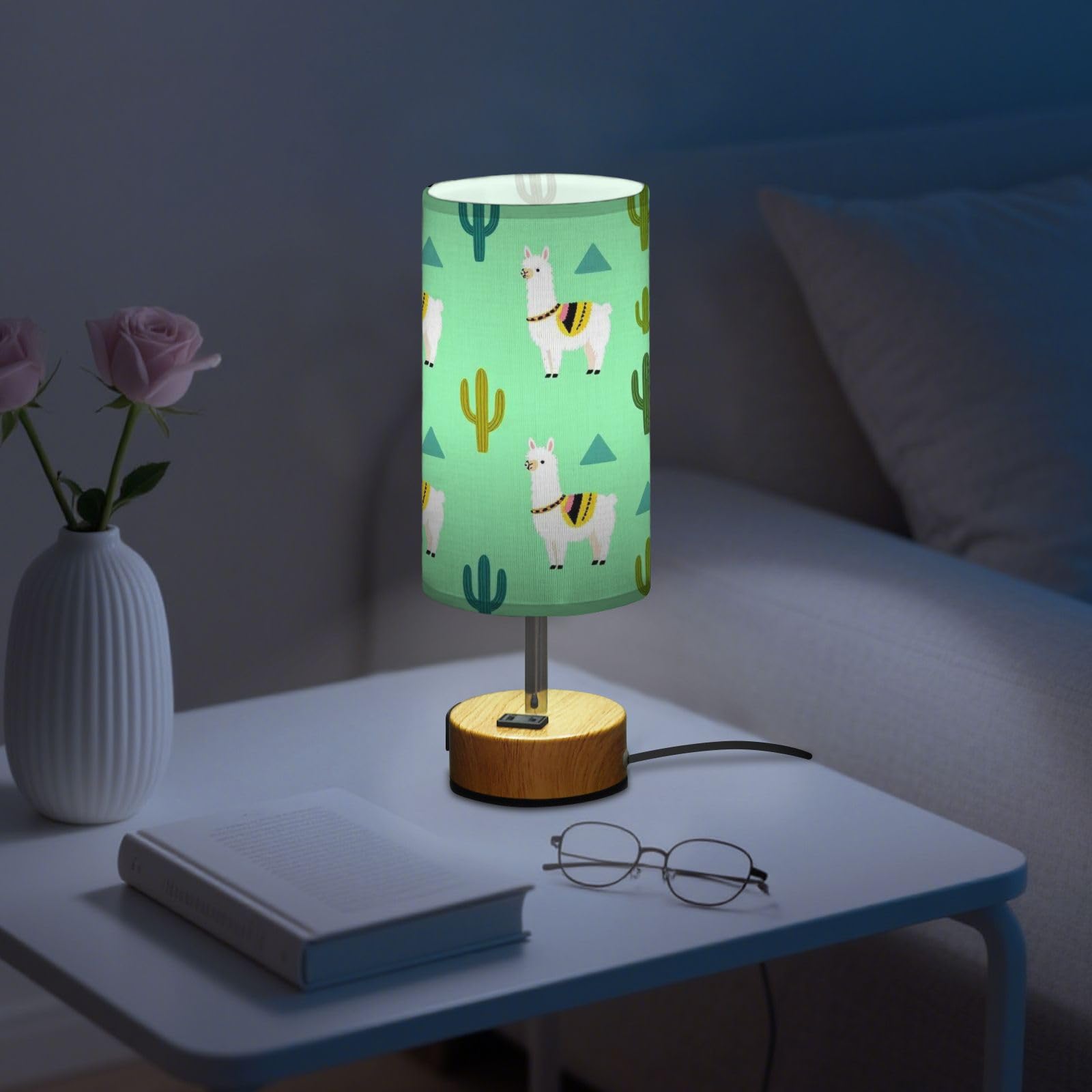 Yuiboo Lampy stołowe z portami USB C+A, lampka nocna na biurko